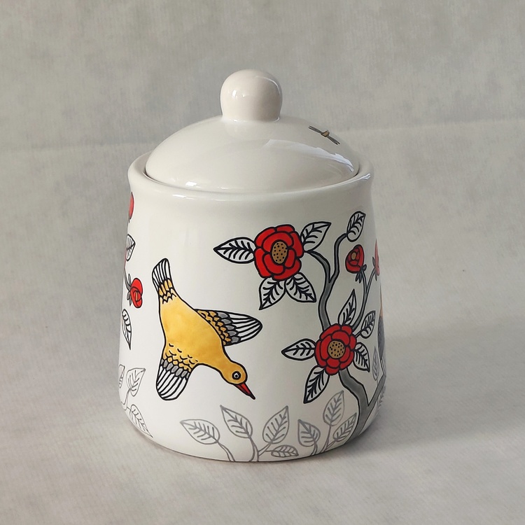 Decorative ceramic sugar bowl "Rose Garden" from the "Flowers" series