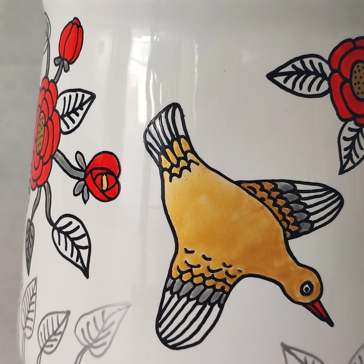 Decorative ceramic sugar bowl "Rose Garden" from the "Flowers" series