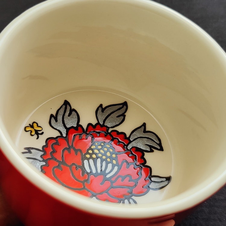 Decorative ceramic small bowl "Peony 1" from the "Flowers" series