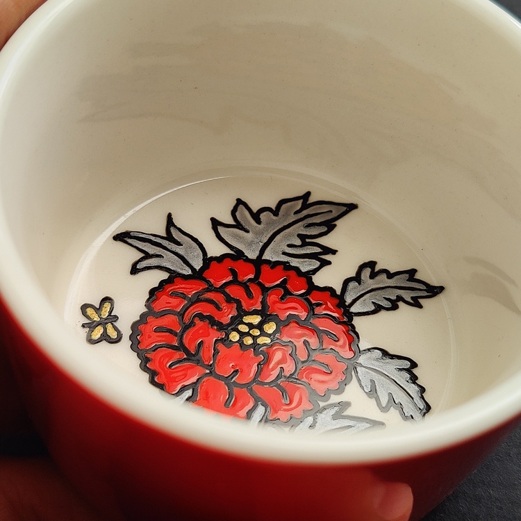 Decorative ceramic small bowl "Peony 2" from the "Flowers" series