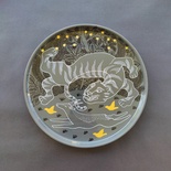 Decorative ceramic plate "Tiger and Deer" from the series "The Chase"