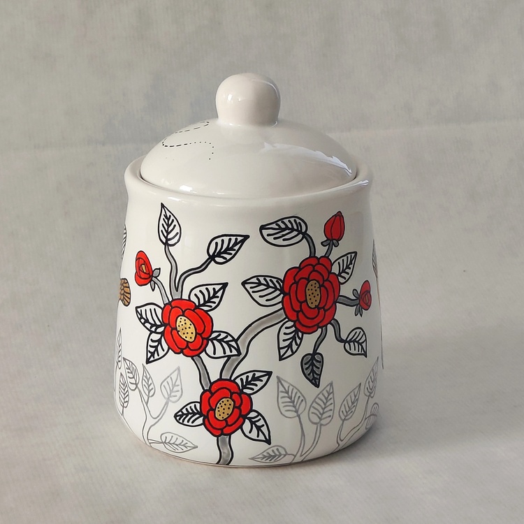 Decorative ceramic sugar bowl "Rose Garden" from the "Flowers" series
