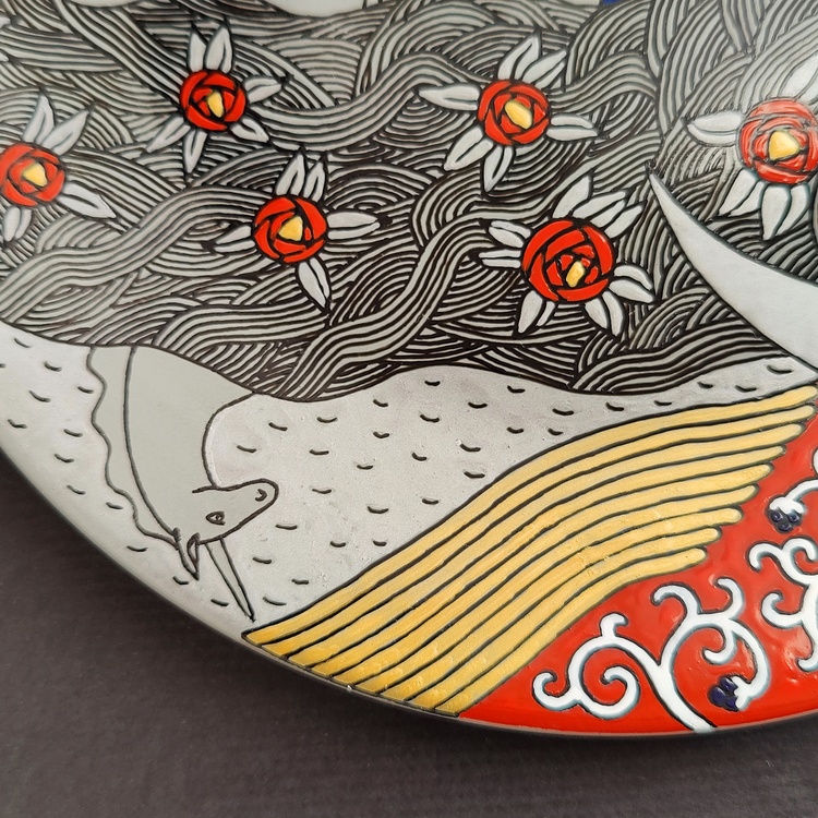 Decorative ceramic plate "Sleeping virgin" from the "Whispered Stories" series