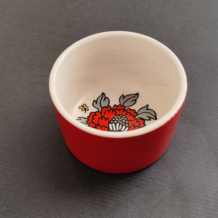 Decorative ceramic small bowl "Peony 1" from the "Flowers" series