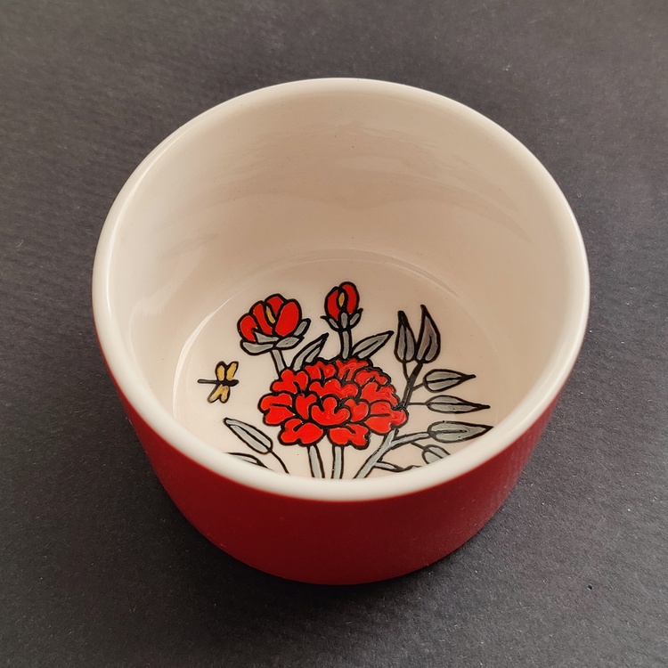 Decorative ceramic small bowl "Peony 3" from the "Flowers" series