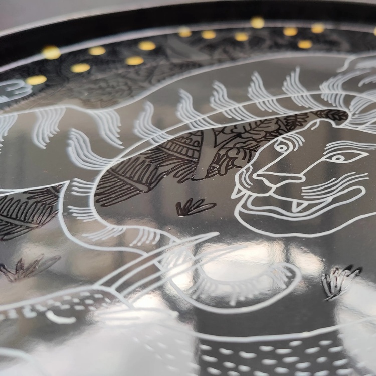 Decorative ceramic plate "Tiger and Deer" from the series "The Chase"